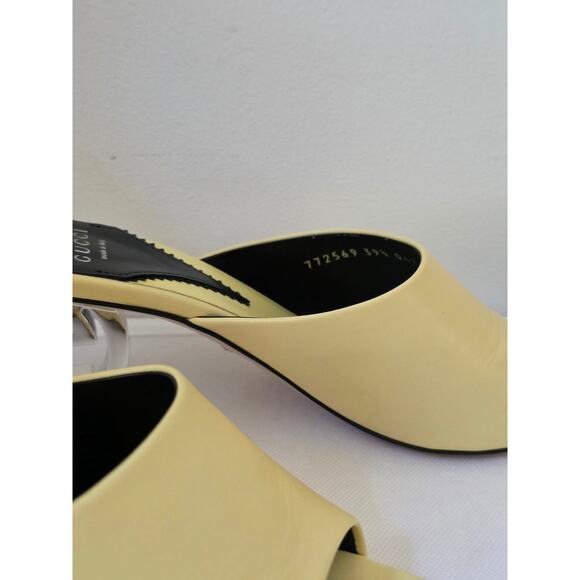 Gucci Yellow Leather Slide GG Logo Heels Size 39.5 - Picture 11 of 16